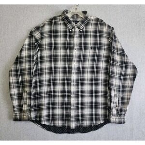 Ralph Lauren Shirt Mens XXL Gray‎ Black Plaid Flannel Lined Long Sleeve Cotton